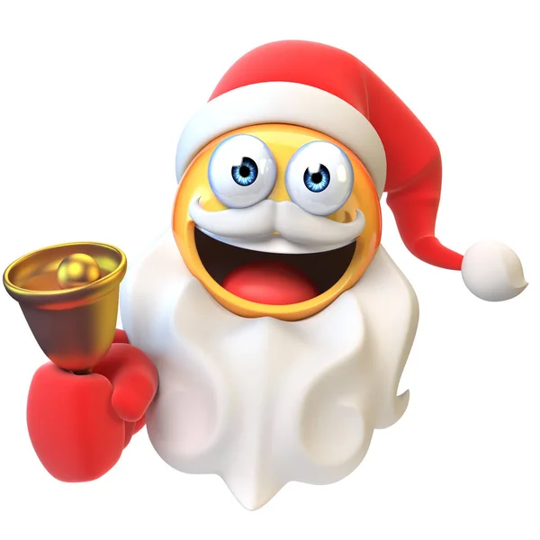 Emoji Santa Claus Emoticono Con Barba Sombrero Santa Renderizado —  Fotos de Stock