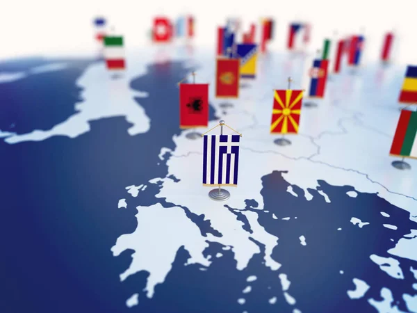 Flag Greece Focus Other European Countries Flags Europe Marked Table — Stock Photo, Image