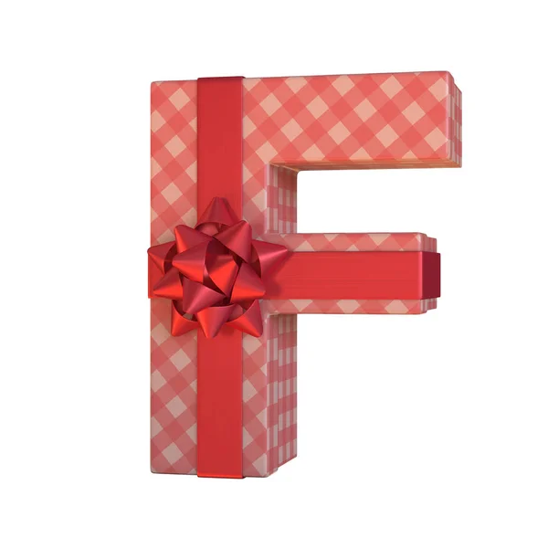 Geschenkbox Mit Roter Schleife Schrift Geschenk Alphabet Renderinf Buchstabe — Stockfoto