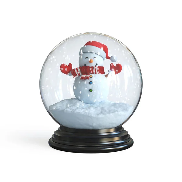 Snowman Snow Globe Rendering — Stock Photo, Image