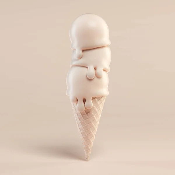 冰淇淋一色底色3D渲染 — 图库照片