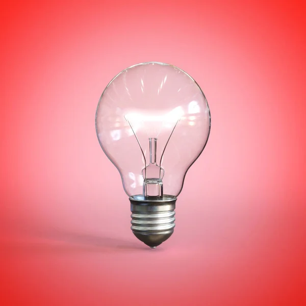 Light bulb on red background 3d rendering