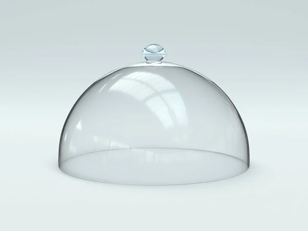 空のガラスドーム 透明な半球カバー3Dレンダリング — ストック写真