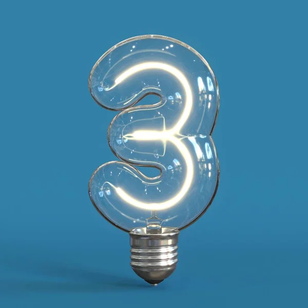 Light Bulb Font Rendering Number — Stock Photo, Image