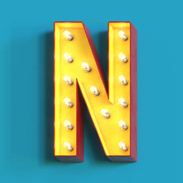 Gloeilamp Gloeiend Lettertype Alfabet Karakter Rendering Letter — Stockfoto