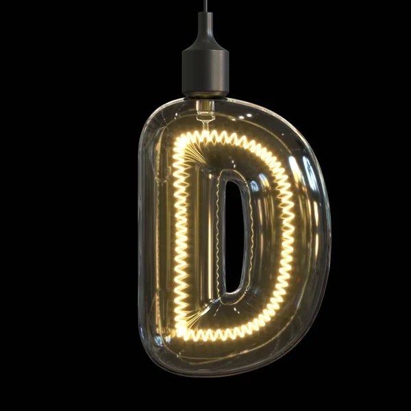 Light bulb 3d font 3d rendering letter D