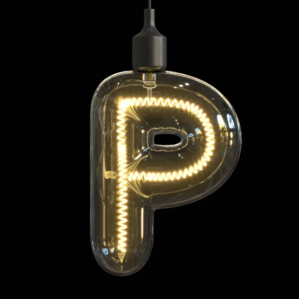 電球3Dフォントレンダリング文字P — ストック写真