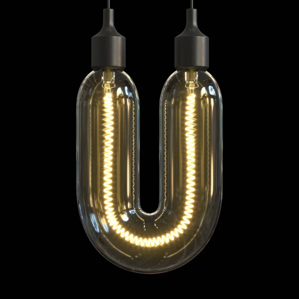 Light bulb 3d font 3d rendering letter U