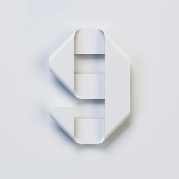 Origami Papier Lettertype Gevouwen Lint Lettertype Rendering Nummer — Stockfoto