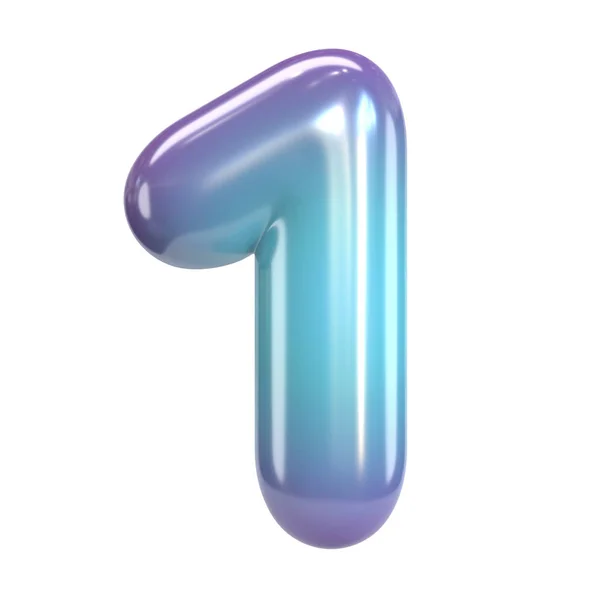 丸紫と青のフォント 文字や数字のような風船 3Dレンダリング番号1 — ストック写真