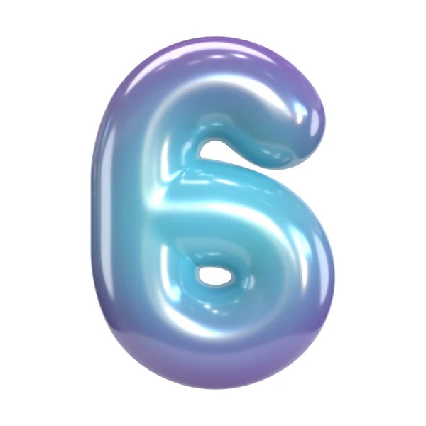 丸紫と青のフォント 文字や数字のような風船 3Dレンダリング番号6 — ストック写真