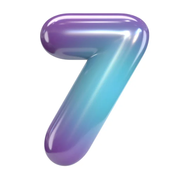 丸紫と青のフォント 文字や数字のような風船 3Dレンダリング番号7 — ストック写真