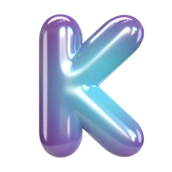 圆形紫色和蓝色字体 球状字母和数字 3D渲染字母K — 图库照片