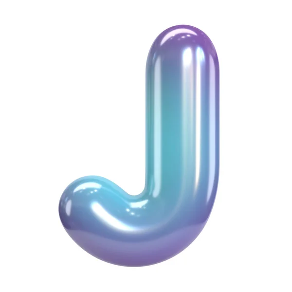 圆形紫色和蓝色字体 球状字母和数字 3D渲染字母J — 图库照片