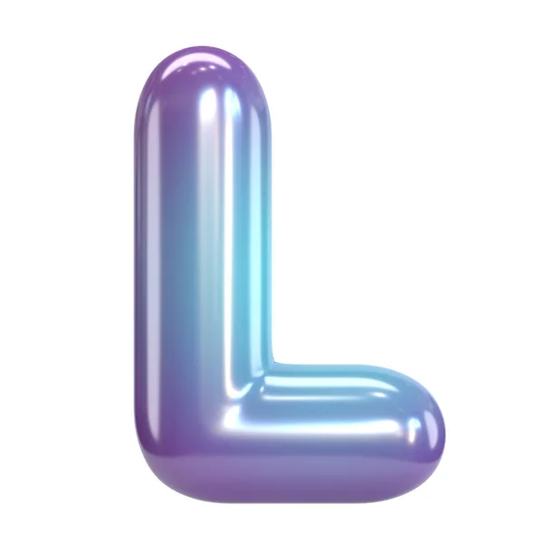 圆形紫色和蓝色字体 气球状字母和数字 3D渲染字母L — 图库照片