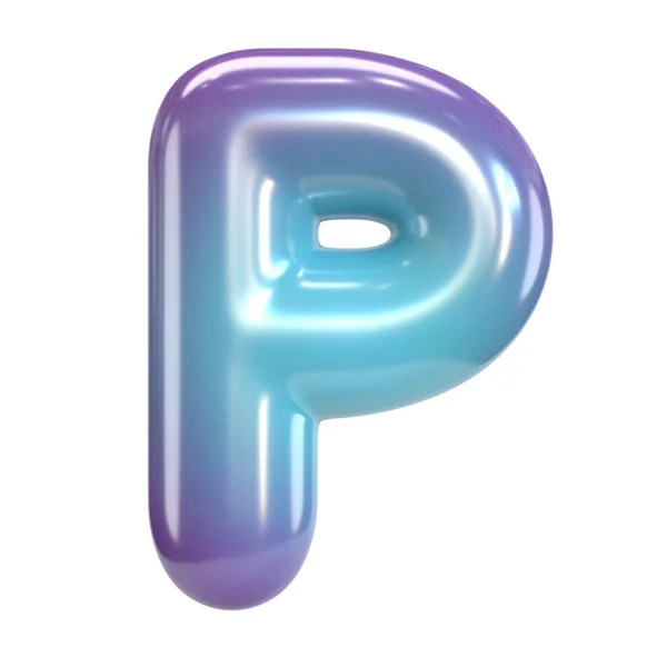 圆形紫色和蓝色字体 球状字母和数字 3D渲染字母P — 图库照片