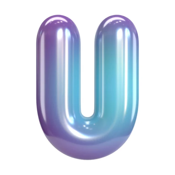 圆形紫色和蓝色字体 气球状字母和数字 3D渲染字母U — 图库照片
