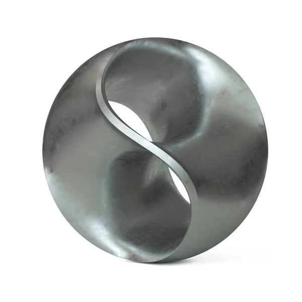 Three Dimensional Spherical Yin Yang Abstract Metallic Modern Sculpture Rendering — Stock Photo, Image
