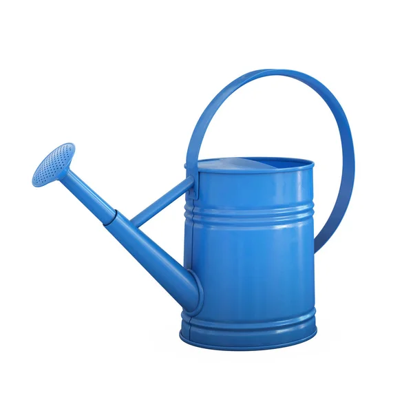 Watering Blik Glanzend Blauw Tuinieren Tool Geïsoleerd Witte Achtergrond Rendering — Stockfoto