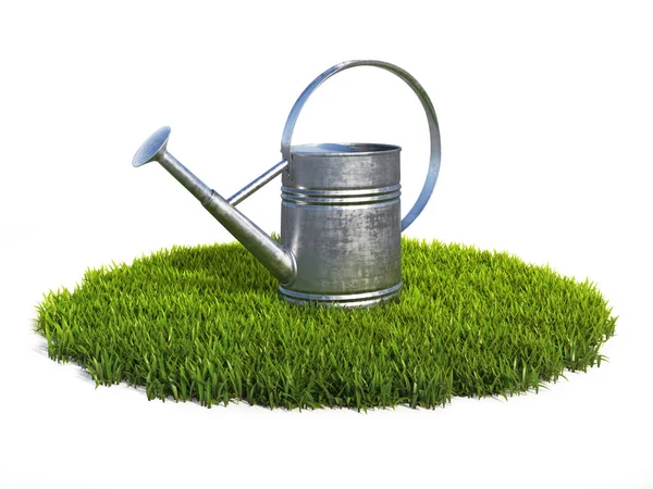 Watering Can Grass Pathway Growth Concept Rendering — ストック写真