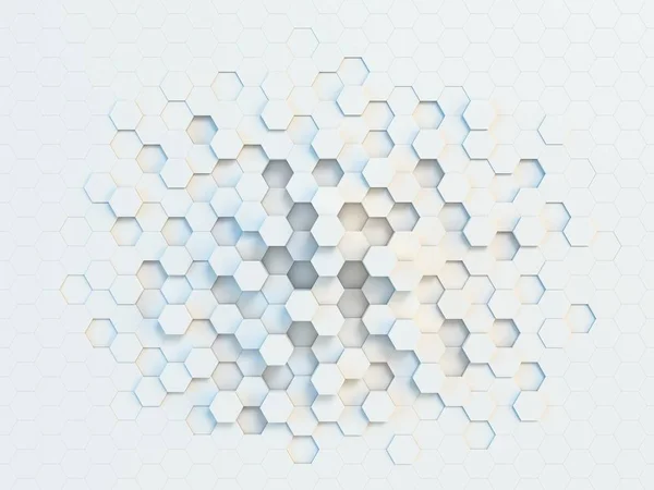 六边形抽象3D背景 六边形白墙3D渲染 — 图库照片