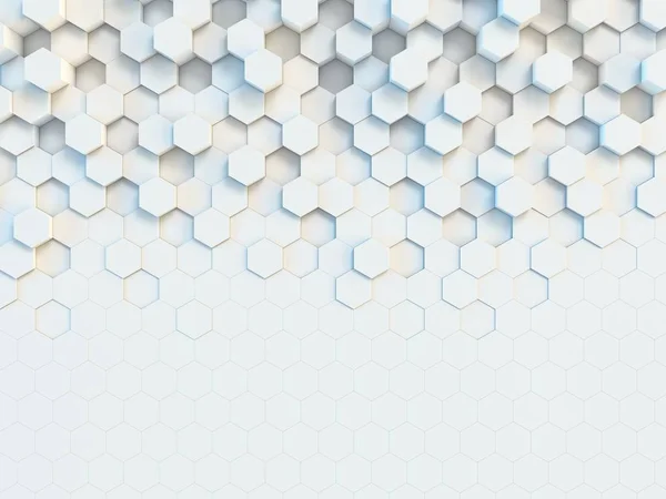 Hexagonal Abstracto Fondo Pared Blanca Con Patrón Hexagonal Renderizado — Foto de Stock