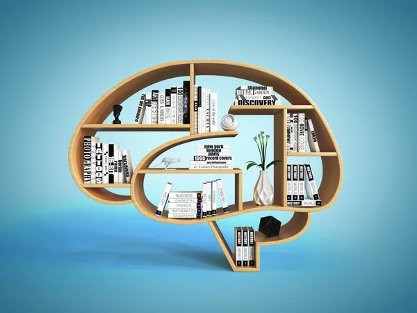 Estanterías Forma Cerebro Humano Concepto Estantería Libros Inteligencia Representación Sobre — Foto de Stock