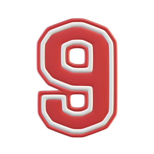 クラシックスタイルのスポーツチームフォント アメリカンフットボール バスケットボールの3Dイラストのためのヴィンテージスポーツフォント 数字9 — ストック写真