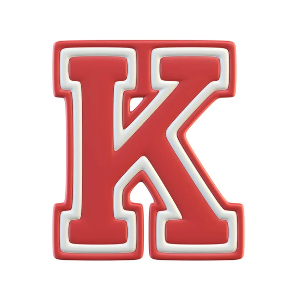 クラシックスタイルのスポーツチームフォント アメリカンフットボール 野球やバスケットボールの3Dイラストのためのヴィンテージスポーツフォント 手紙K — ストック写真