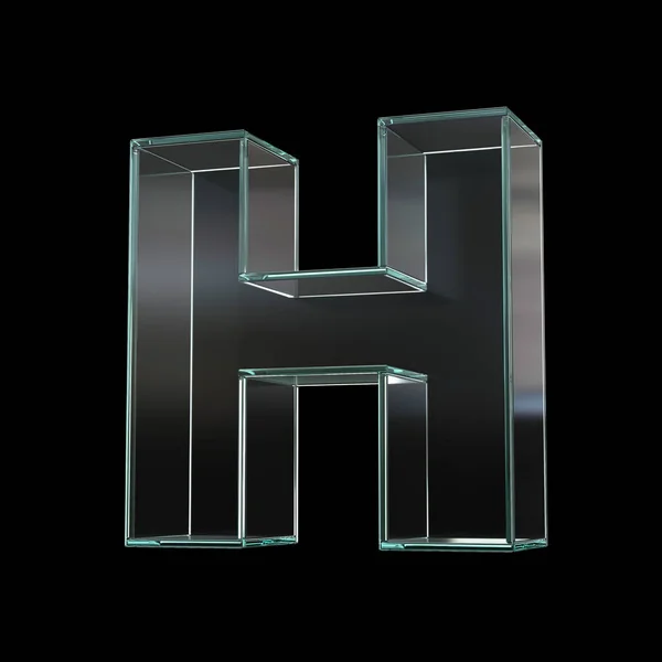 ガラスフォント3Dレンダリング 手紙H — ストック写真