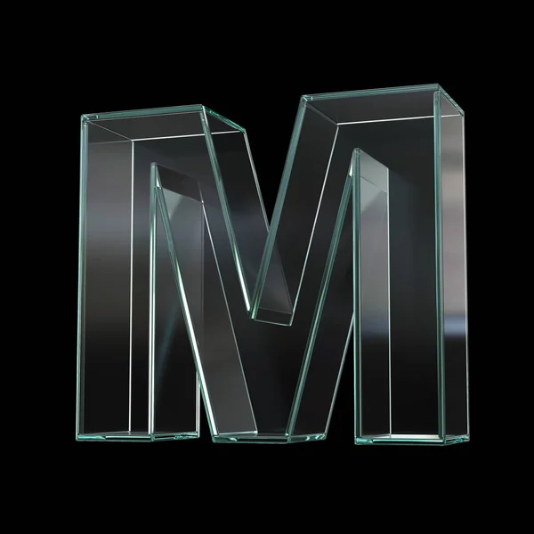 玻璃字体3D渲染 字母M — 图库照片