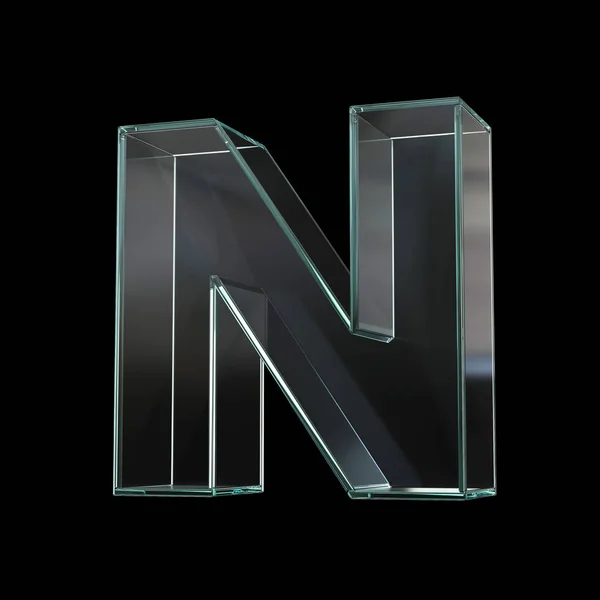 玻璃字体3D渲染 字母N — 图库照片