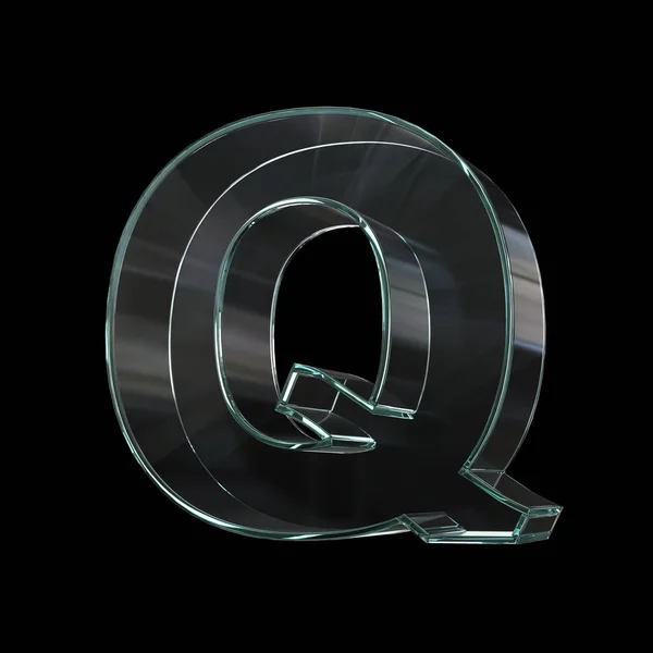 玻璃字体3D渲染 字母Q — 图库照片