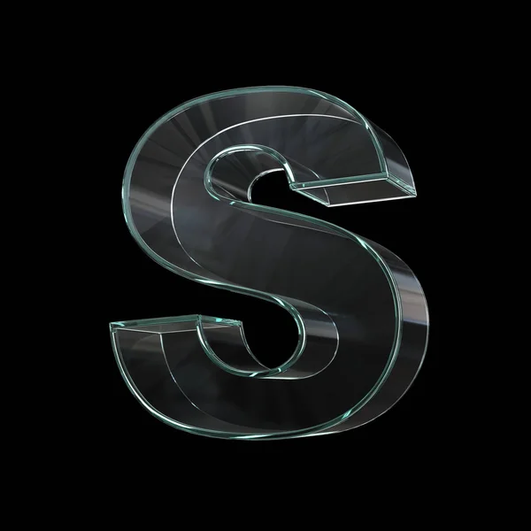 玻璃字体3D渲染 字母S — 图库照片