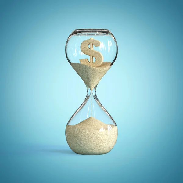 Hourglass Sandglass Sand Timer Sand Clock Dollar Sign Rendering — Stock Photo, Image