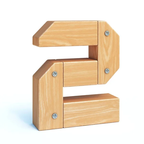 Trä Typsnitt Alfabet Trädelar Rendering Nummer — Stockfoto