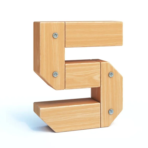 Wood Font Alphabet Made Wooden Parts Rendering Number — ストック写真