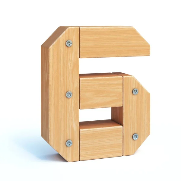 Czcionka Drewniana Alfabet Wykonany Części Drewnianych Renderowanie Numer — Zdjęcie stockowe