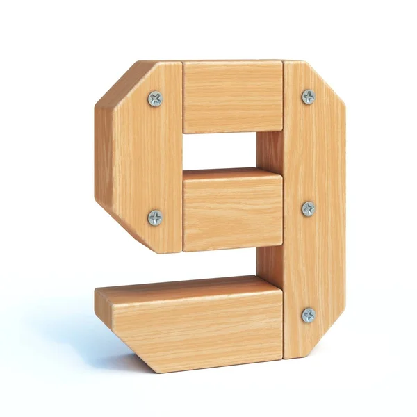 Wood Font Alphabet Made Wooden Parts Rendering Number — ストック写真