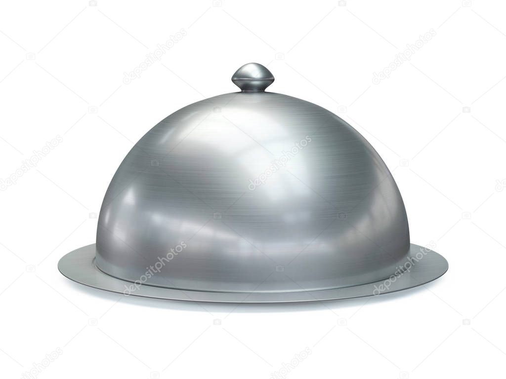 Restaurant cloche isolated on white background 3d rendering