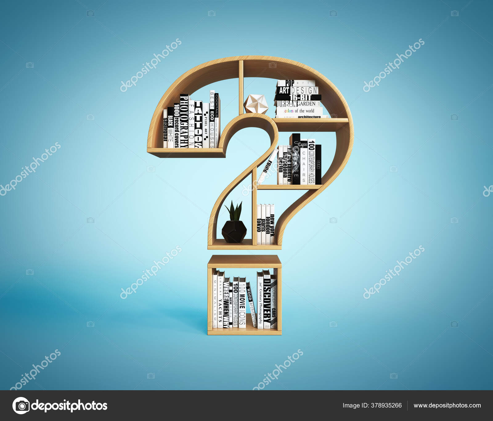 Bookshelves Shape Question Mark Question Book Shelf Concept Rendering