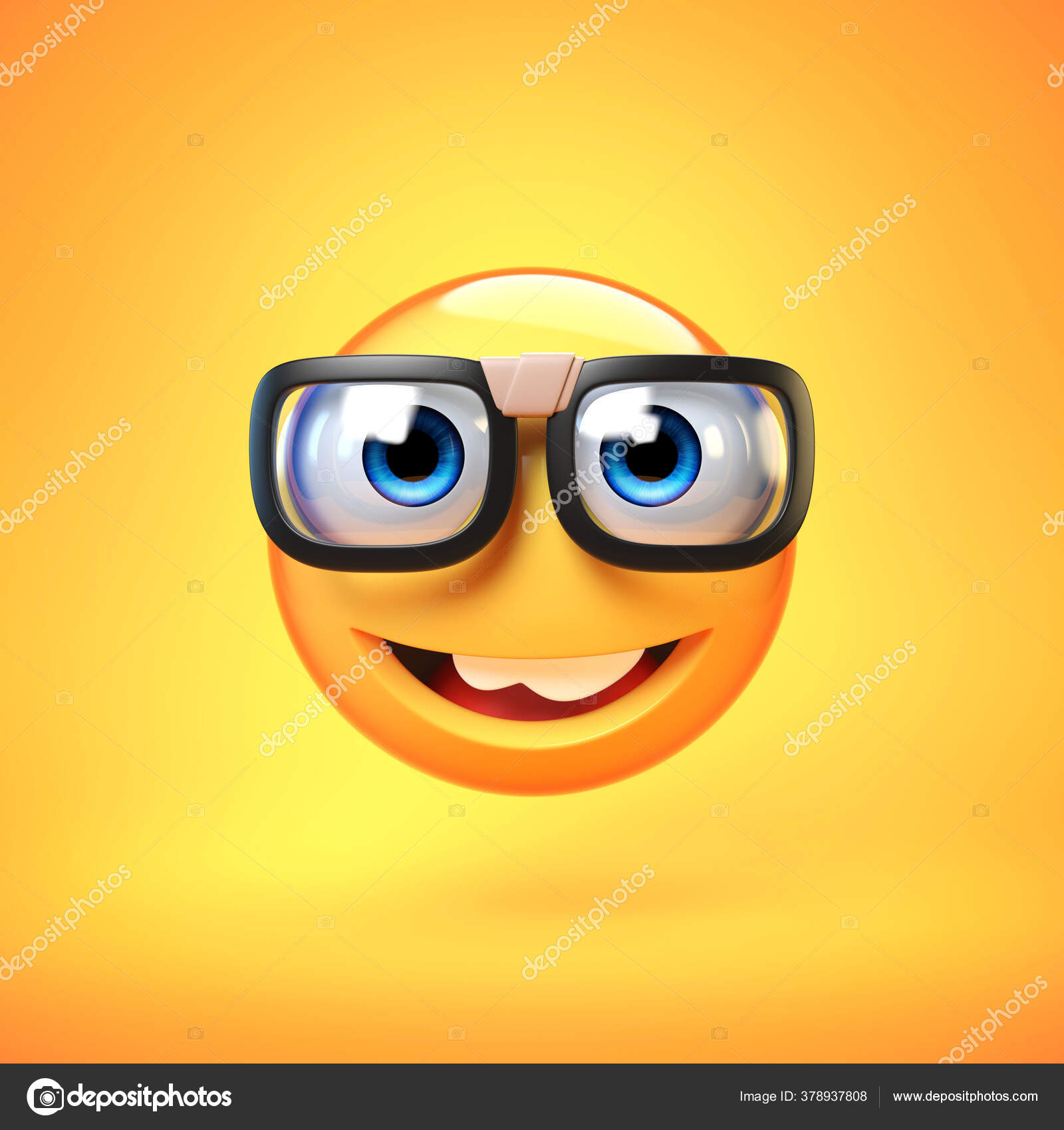 Crazy emoji isolated on white background, silly face emoticon 3d rendering  Stock Illustration