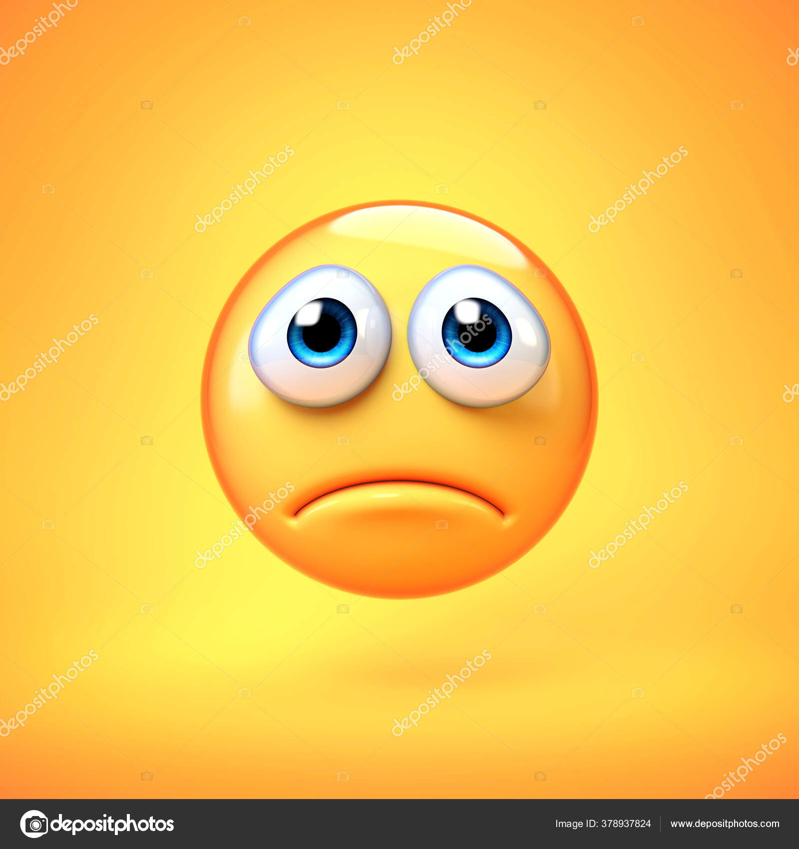 Emoji Sedih Diisolasi Pada Latar Belakang Kuning Emoticon Depresi Rendering Stok Foto C Koya979 378937824