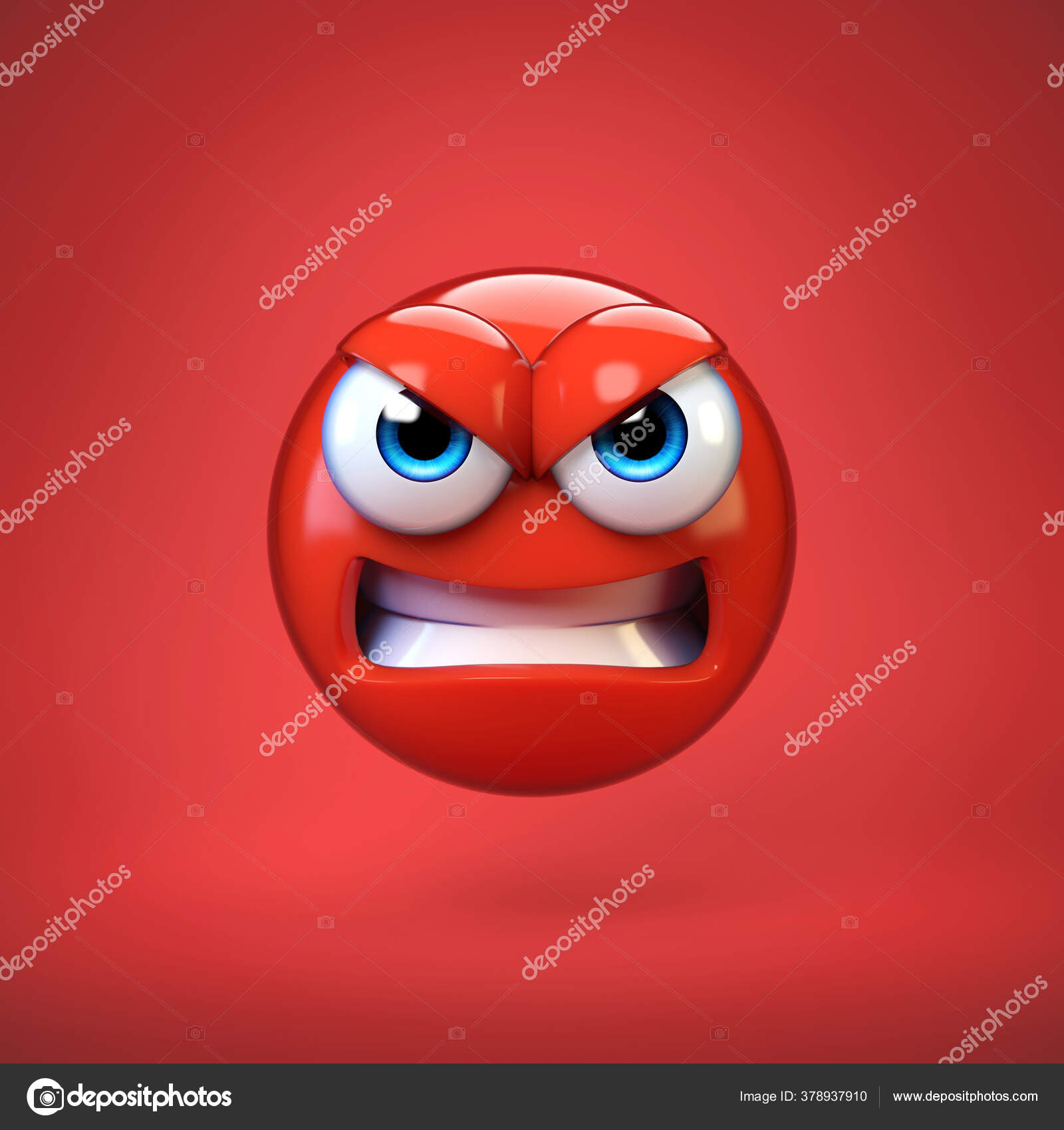 Crazy emoji isolated on white background, silly face emoticon 3d rendering  Stock Illustration