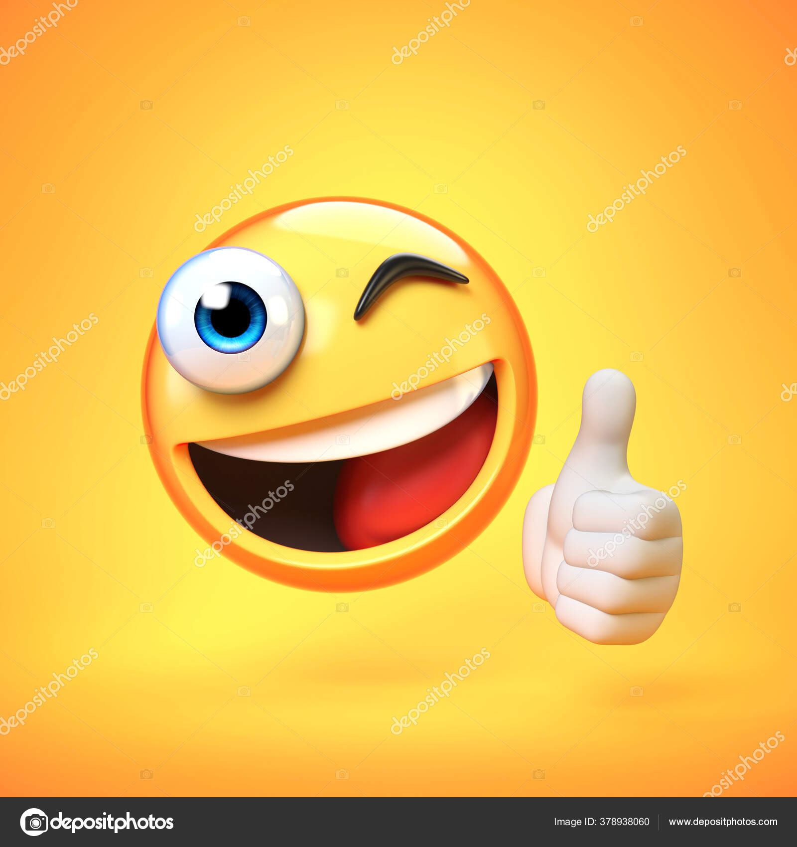 Crazy emoji isolated on white background, silly face emoticon 3d rendering  Stock Illustration