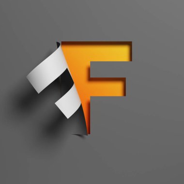 Kıvrık kağıt yazı tipi 3d biçimlendirme harfi F