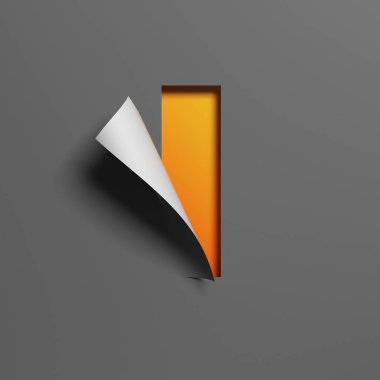 Kıvrık kağıt yazı tipi 3d biçimlendirme harfi I