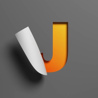 Kıvrık kağıt yazı tipi 3d oluşturma harfi J