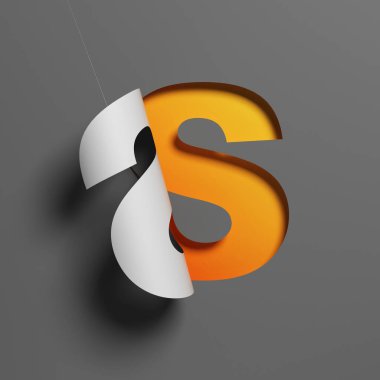 Kıvrık kağıt yazı tipi 3d biçimlendirme harfi S