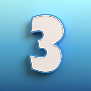 Çizgi film 3d yazı tipi, 3D görüntüleme, numara 3